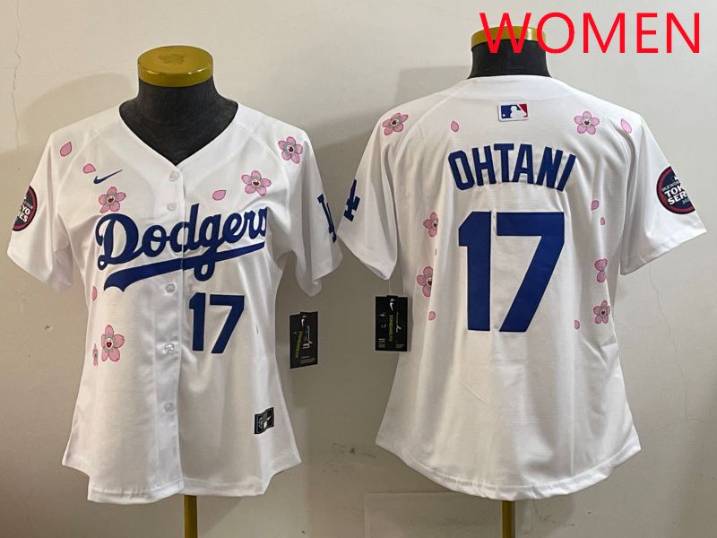 Women Los Angeles Dodgers #17 Ohtani White Sakura Edition 2025 Nike MLB Jersey style 6